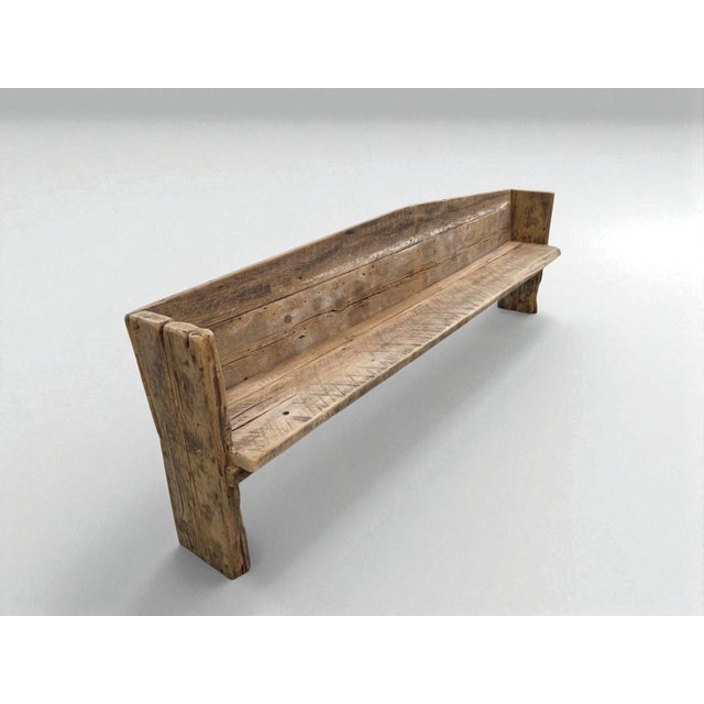 Primitive Rustic Farmhouse Reclaimed Barnwood Pew Bench 36 In. For Sale - Image 4 of 10