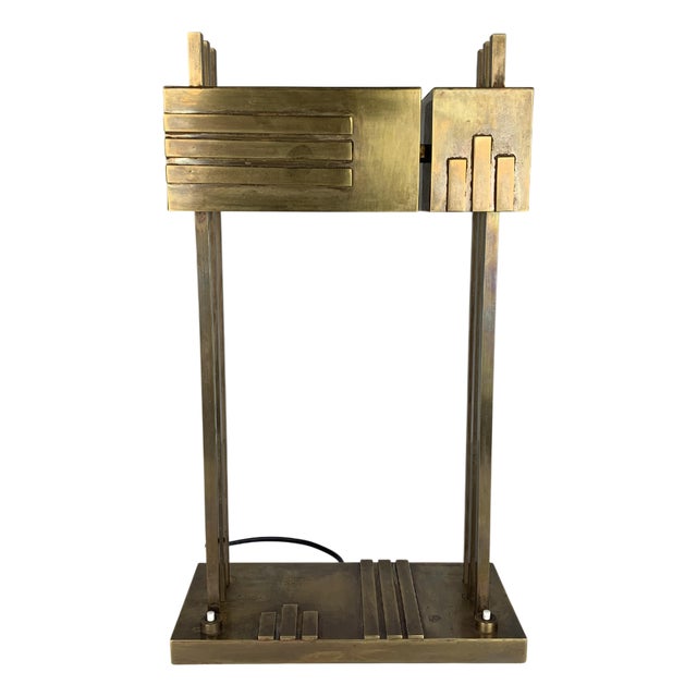 Bauhaus Art Deco Brass Lamp by Marcel Breuer, 1980s For Sale