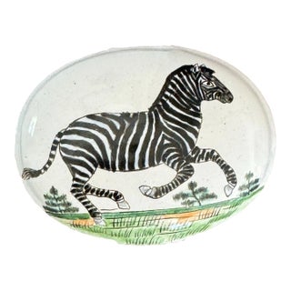 Chinese Enamel Hinged Box With Zebra Safari Design and Friendship Mark For Sale
