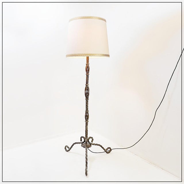 Vintage Brutalist Twisted Wrought Iron Floor Lamp, 1950s For Sale - Image 15 of 15