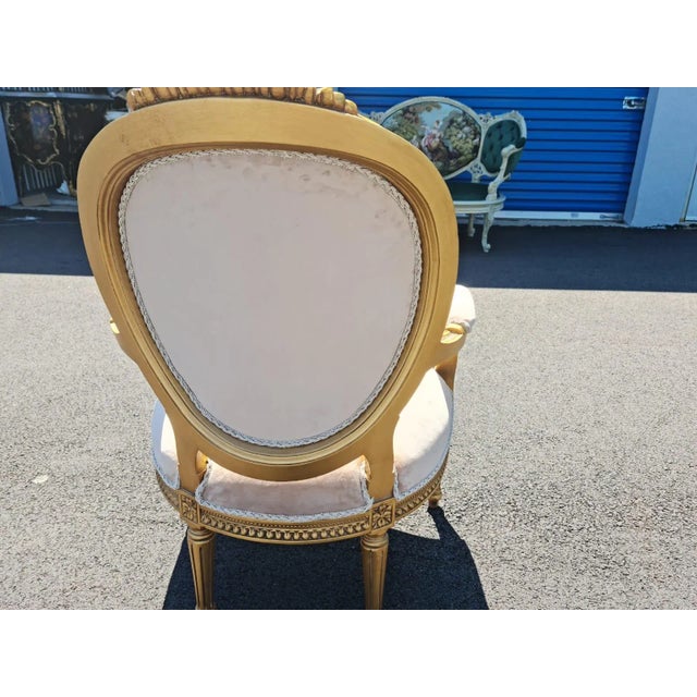 Elegant Gilded French Louis XVI Style Armchair /Chair/Settee With Simple Back Design For Sale In New York - Image 6 of 9