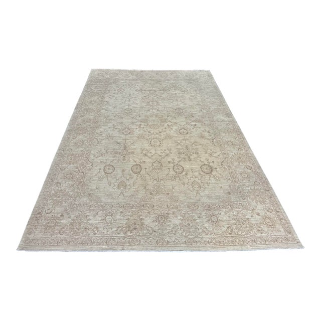 9ft 10in × 14ft 5in Gallery Ephesus Oushak Area Rug in Taupe Tones For Sale