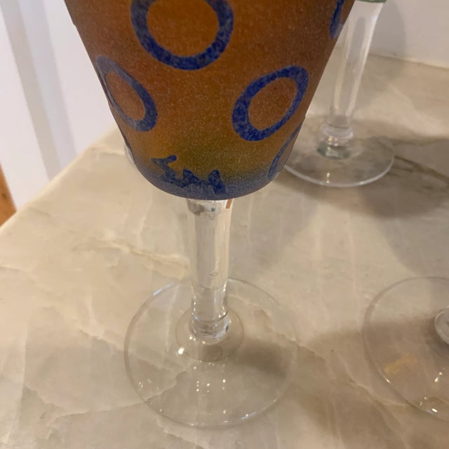 1970s Murano Multicolor Circle Wine Glasses - Set of 4 For Sale In Los Angeles - Image 6 of 9