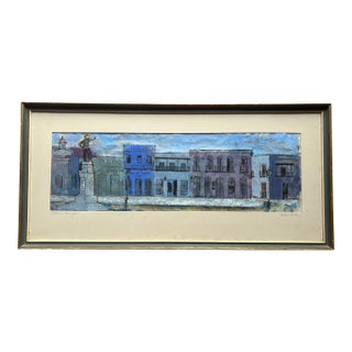 Original Mixed Media Painting Entitled ‘Street in San Juan’ by Marie Sturken For Sale