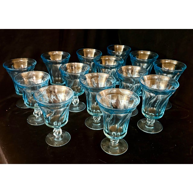 1950s Fostoria Jamestown Blue Goblets - 14 pcs For Sale - Image 10 of 12