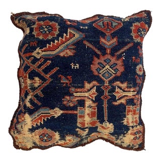 Pillow W/Antique Persian Rug Fragment,1'5 X 1'5 For Sale