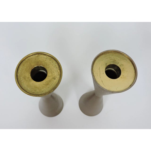 Jens Quistgaard Mid Century Modern Cone Brass Candle Holders- Set of 2 For Sale - Image 4 of 12