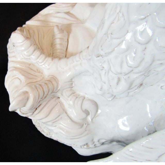 Monumental Italian White Glazed Terra Cotta Eagle Sculpture Circa 1960s For Sale - Image 16 of 17