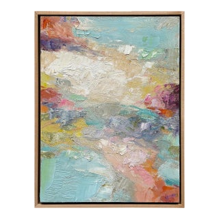 Contemporary "Tidal Pool" Abstract Oil Painting in Maple Float Frame For Sale