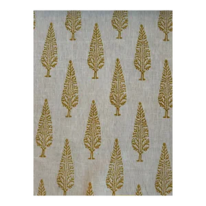 Schumacher Fabrics Juniper Block Print Linen Fabric in Yellow 5 Yards