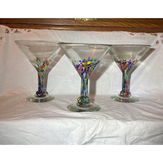 Vintage HandBlown Mexican Confetti Splatterware Margarita or Martini