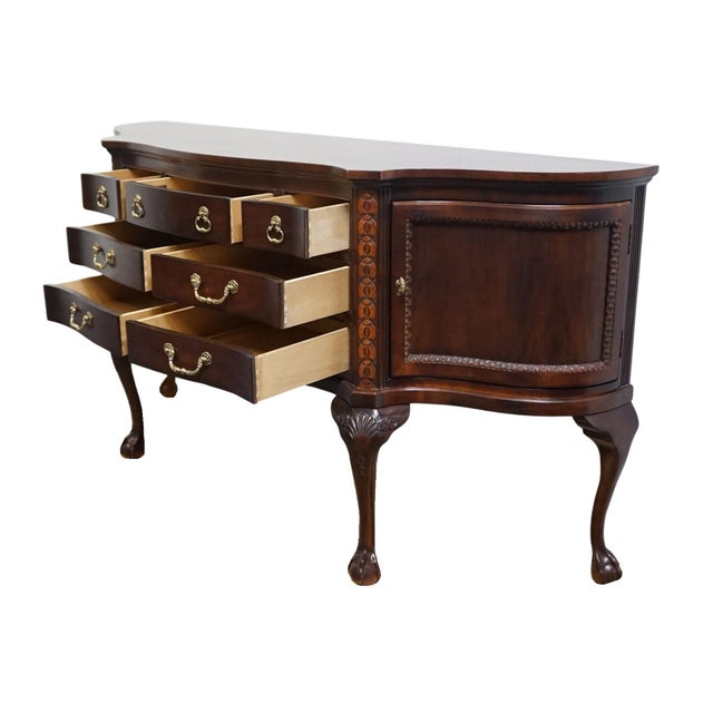 Wood Century Furniture Solid Mahogany Traditional Chippendale Style Ball & Claw 42" Sideboard Buffet 671-407 For Sale - Image 7 of 14
