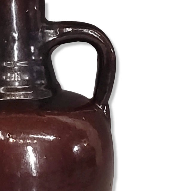 Ceramic Vintage Double Handled Brown Drip Glaze Amphora Vase/Jug For Sale - Image 7 of 11