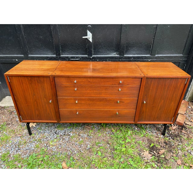Wood 1960's Walnut Credenza or Buffet For Sale - Image 7 of 12