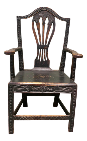 Chippendale Hand-Carved Hall Chair, 1750