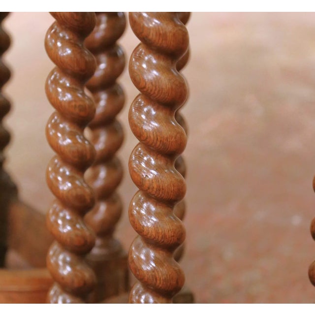 Wood Pair of 19th Century French Louis XIII Demi-Lune Oak Console Tables For Sale - Image 7 of 10