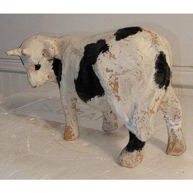 1930s Antique Paper Mache Cow For Sale - Image 5 of 6