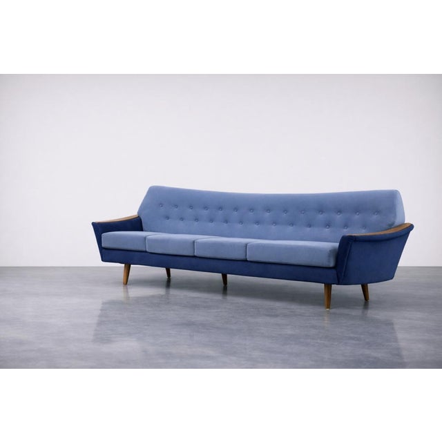 Mid-Century Scandinavian Modern Blue Velvet Living Room Set from Holm Fabriker AB, 1960s, Set of 2 For Sale - Image 10 of 18