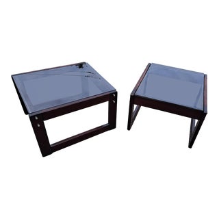 Mid-Century Modern Pair of 1970's Rosewood Side Tables After Percival Lafer For Sale