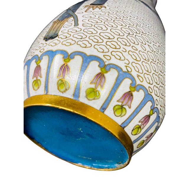 Vintage Gray and Black Bamboo Cloisonne Vase For Sale - Image 10 of 12