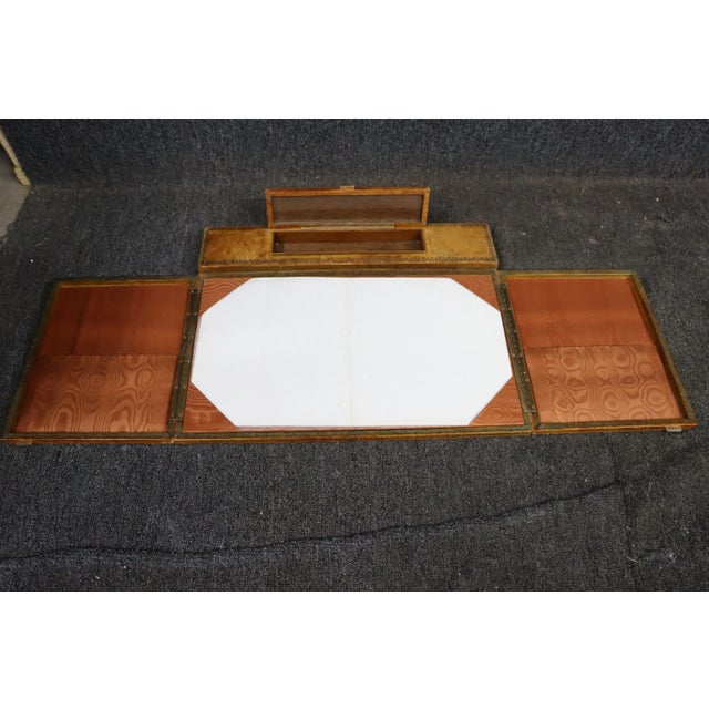 Embossed tooled leather desk topper