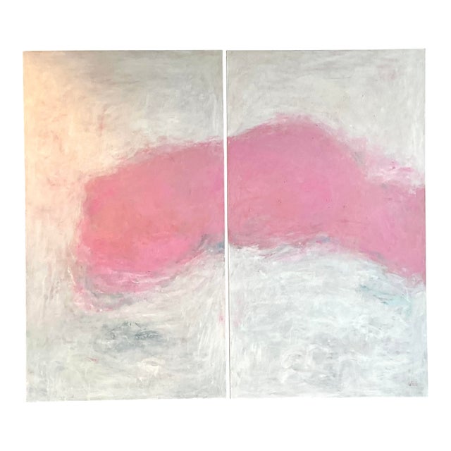 Vintage Monumental Original Abstract Diptych Oil Painting on Canvas - Set of 2 For Sale