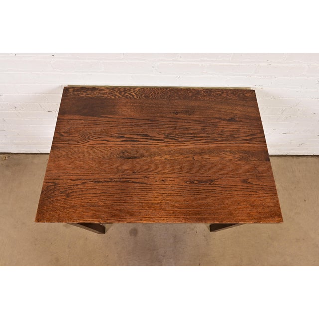 Early 20th Century Stickley Brothers Style Antique Mission Oak Arts & Crafts Writing Desk With Built-in Bookcases, Circa 1900 For Sale - Image 5 of 10