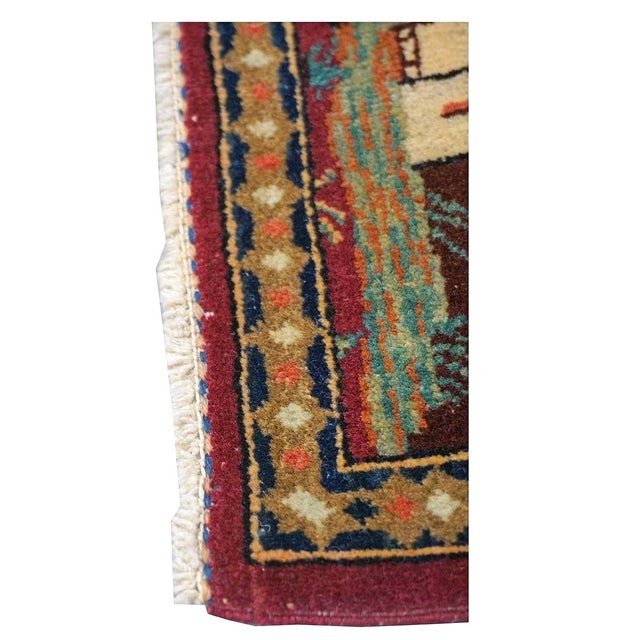 Brown Antique Persian Kashan Wool 4X7 Multicolor Handmade Pictorial Area Rug #9900881 For Sale - Image 8 of 16