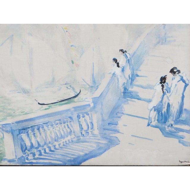 Impressionist 1926 Painting of Rialto Bridge in Venice by Louis Degallaix For Sale - Image 3 of 7