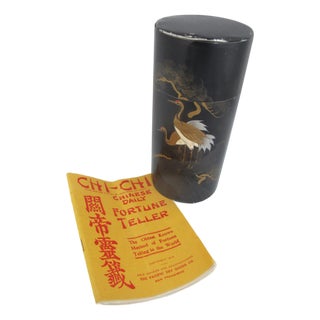Chinese Chi Chi Fortune Teller in Japanese Gold Crane Lacquer Caddy Box For Sale