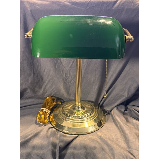 Mid-Century Modern Vintage MCM Green Bankers Desk Lamp For Sale - Image 3 of 5