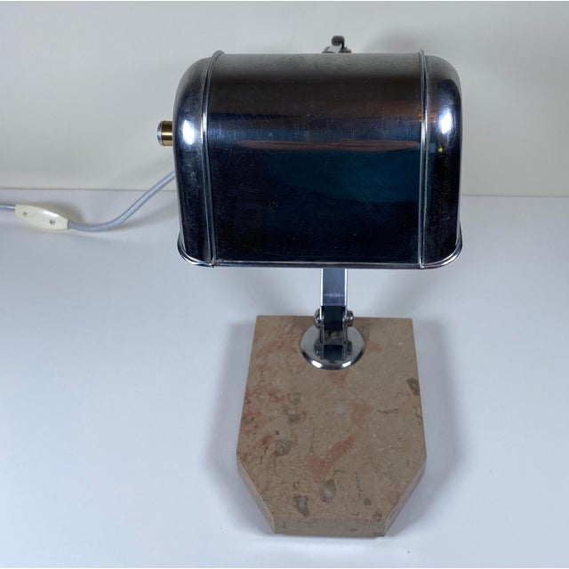 Mid-Century Modern Vintage Chrome Articulated Desk Lamp With Stone Base For Sale - Image 3 of 5