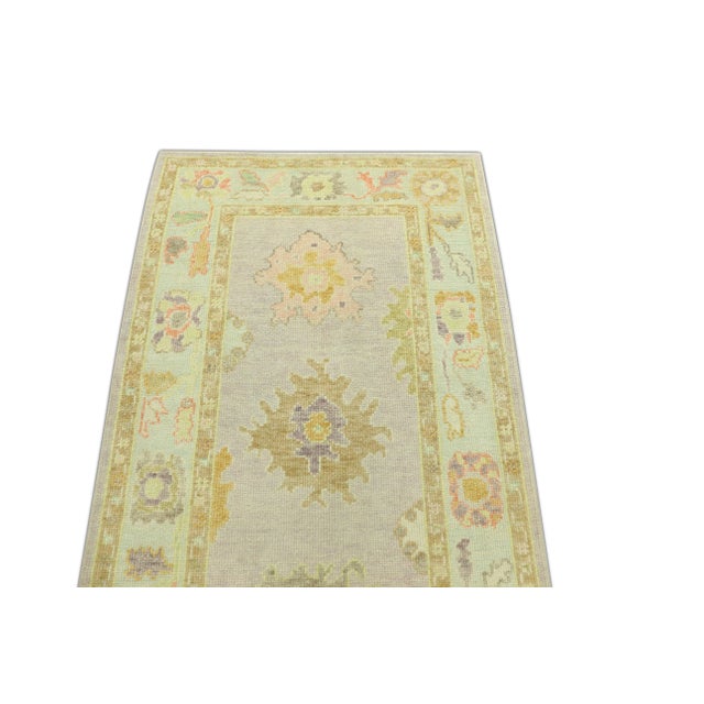 Modern Turkish Oushak Rug 3'1" x 11'5" For Sale - Image 4 of 6