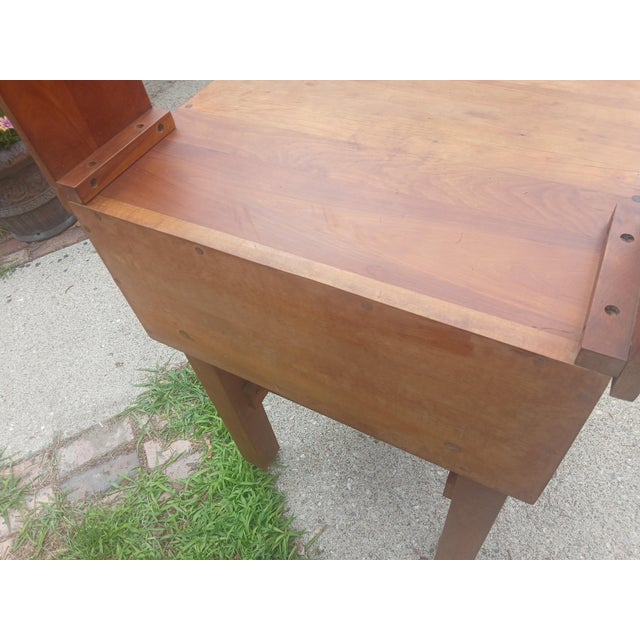 Vintage Butcher Block Work Table, With Hanging Rack, on Brass Castors For Sale - Image 11 of 15