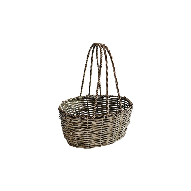 Farmhouse Small Silver Basket For Sale - Image 3 of 5