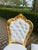 Gold 1970s Italian Baroque Gold Marble Leather Dining Set-5 Pc For Sale - Image 8 of 18