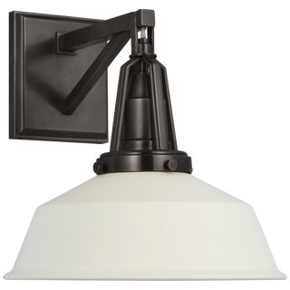 Chapman & Myers for Visual Comfort Signature Layton 10" Sconce in Bronze with Matte White Shade For Sale