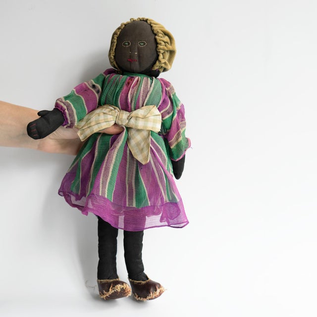 Antique Black American Folk Art Rag Doll, Possible Suffragette Connection, 19th Century For Sale - Image 4 of 15