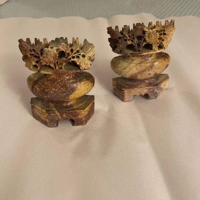Antique Chinese Carved Soapstone- a Pair For Sale - Image 13 of 13