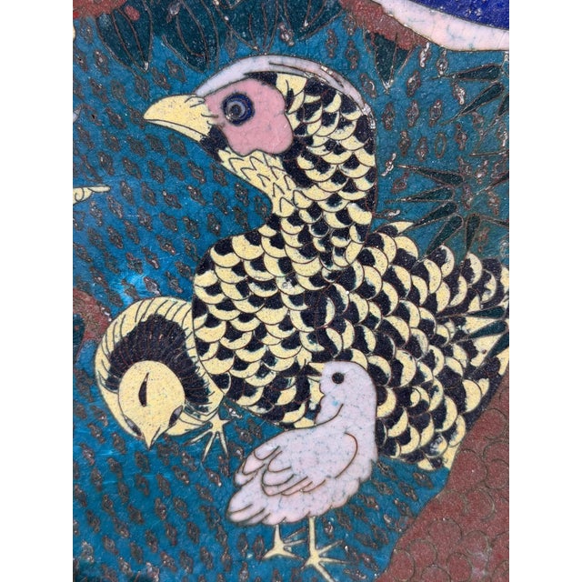 Japanese Cloisonné Charger with Pheasant and Chicks, Late 19th Century For Sale - Image 10 of 17
