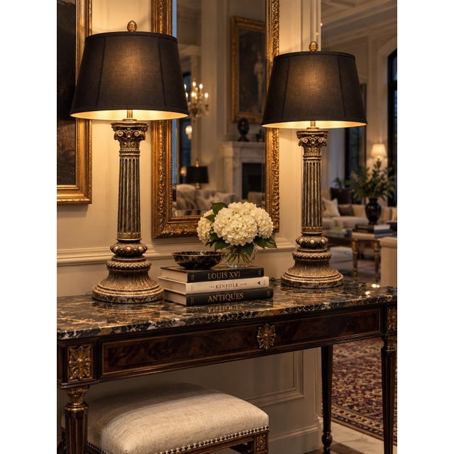 Gray Late 19th Century Corinthian Column Candlesticks a Pair , For Sale - Image 8 of 12