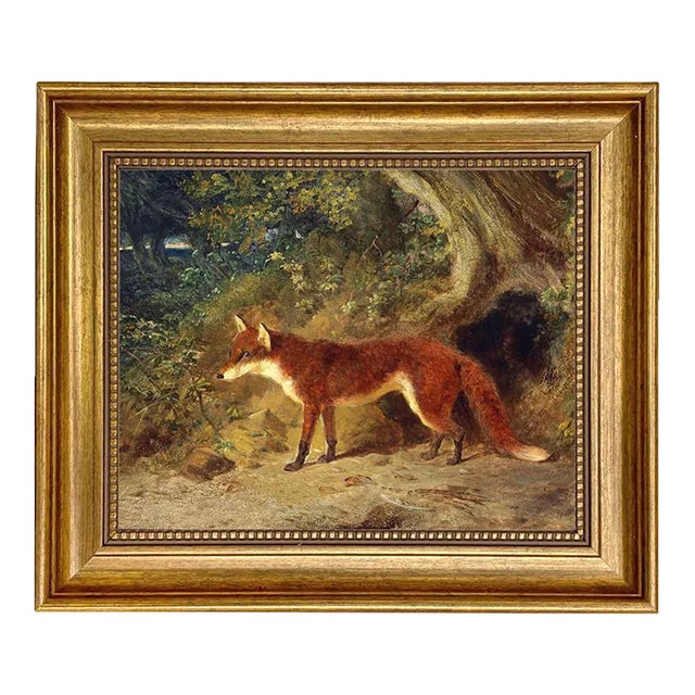 Oil Painting Print on Canvas, Fox and Feathers, Framed For Sale