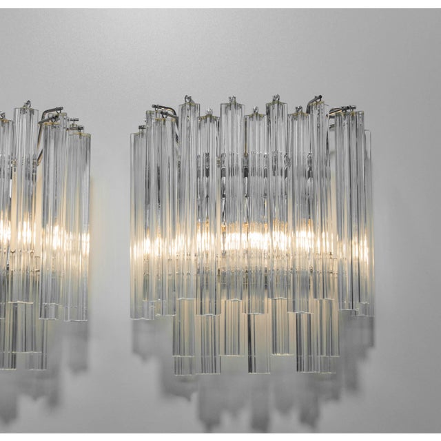 1970s Clear Venini Murano Glass Wall Lights from Camer, 1970s, Set of 2 For Sale - Image 5 of 10