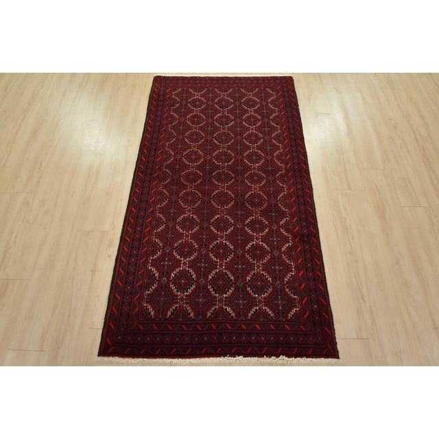 Cabin Baloch Rug 3’7” X 6’5” Blue Wool Vintage Tribal Hand-Knottted Carpet For Sale - Image 3 of 12