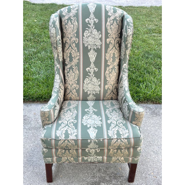 1950s Neoclassical Upholstered Wingback Chair For Sale - Image 11 of 11