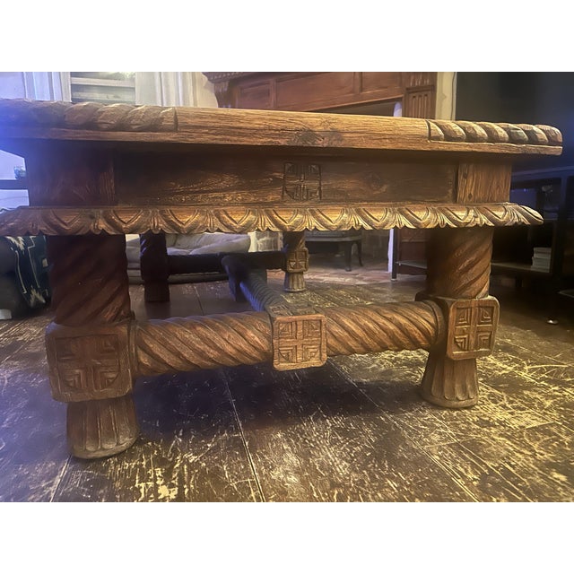 1990s Solid Teak Wood Coffee Table For Sale - Image 4 of 10