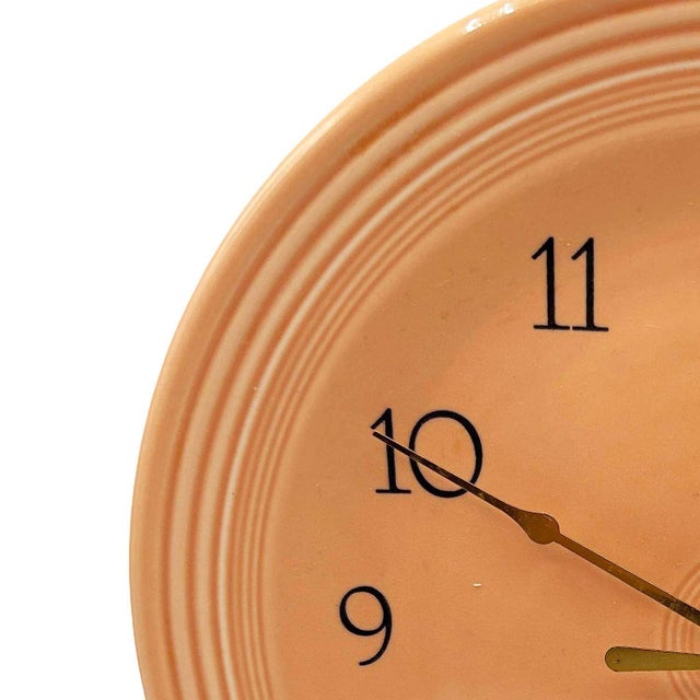 Mexican 1950s Pink "Apricot" Fiestaware Ceramic Plate Wall Clock by Homer Laughlin For Sale - Image 3 of 8