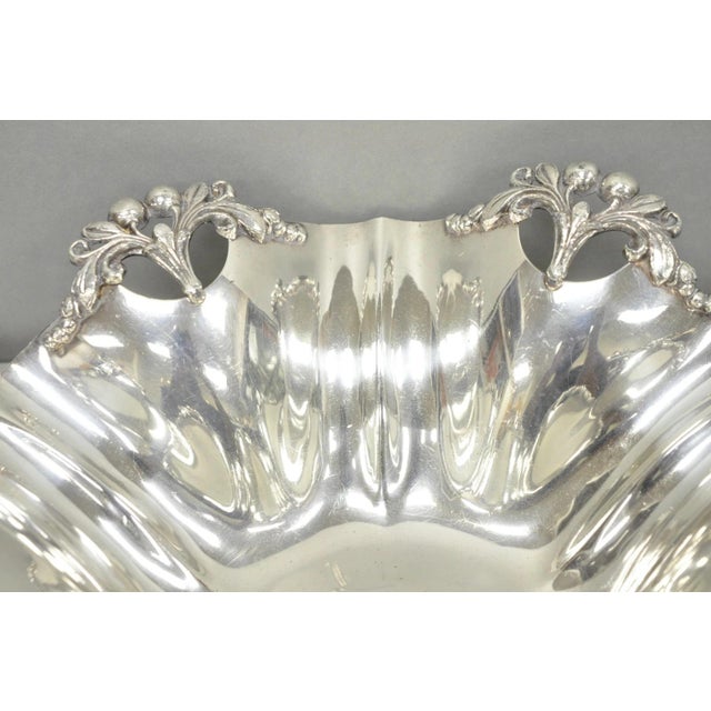 Vintage Victorian Silver Plated Scalloped Candy Dish Fruit Bowl Berry Design For Sale - Image 4 of 17