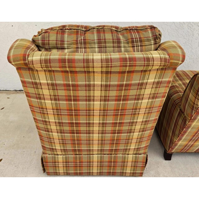 French Country Sherrill English Country Swivel Rocker Lounge Club Chair For Sale - Image 3 of 7