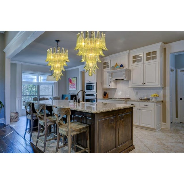 Green Nickel and Green Murano Glass Chandeliers, 1990s, Set of 2 For Sale - Image 8 of 16